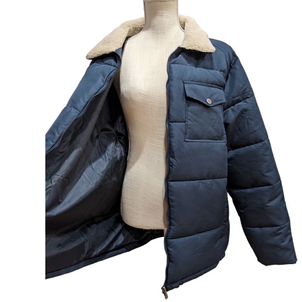 Falcon Hilltop Men's Sherpa Collar Padded Chest Pocket Jacket- Navy Size XL NWT - Picture 6 of 11